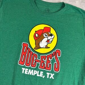 Buc-ee's Beaver Temple Texas T-Shirt Large Green Novelty Graphic Travel Souvenir